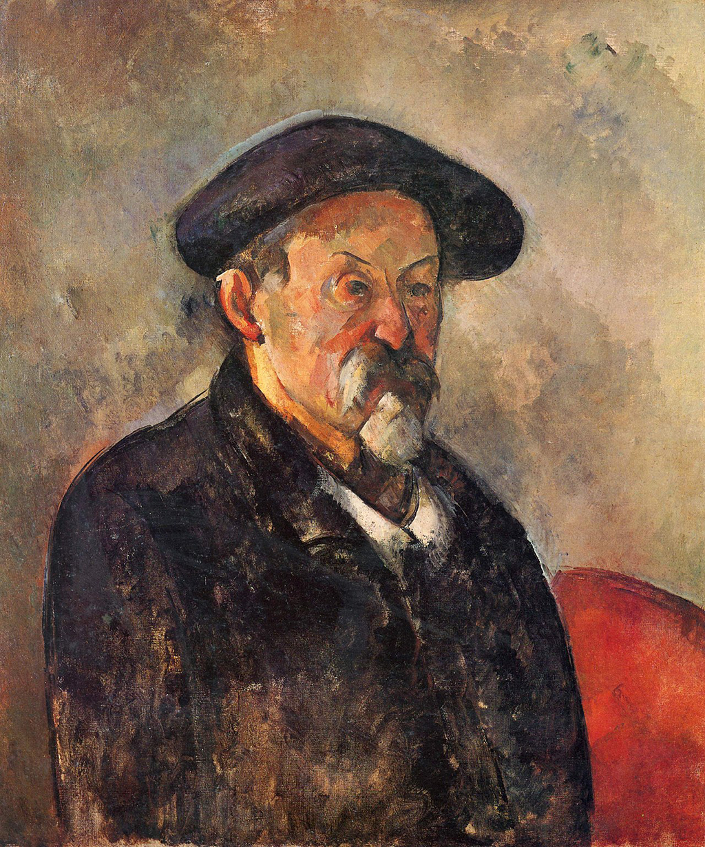 Self Portrait with Beret in Detail Paul Cezanne